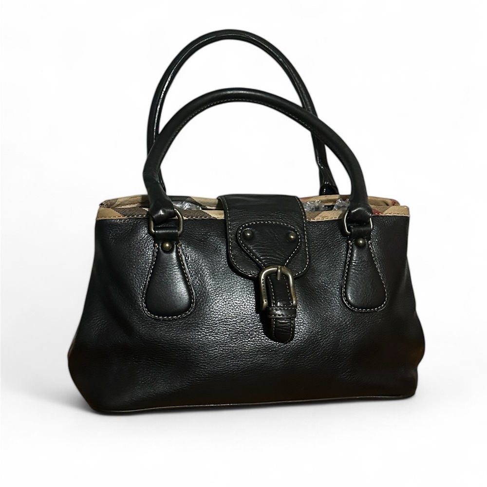 Authentic Burberry Black Leather Buckle Tote